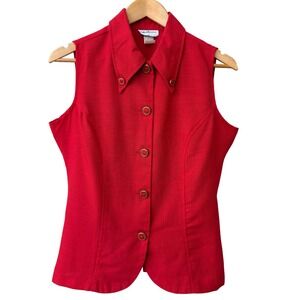 Natural Resources Vintage 90s Red Sleeveless Button Front Vest Top Medium USA